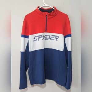 Spyder Speed Half Zip Fleece Jacket Men's Large Color Volcano Red White Blue